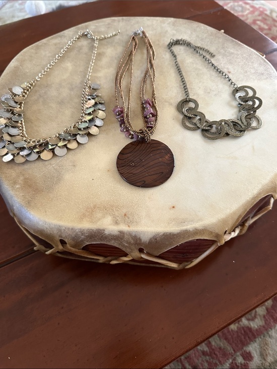 Jewelry - Set of 3 Statement Necklaces - Gold, Bronze & Silver Tones